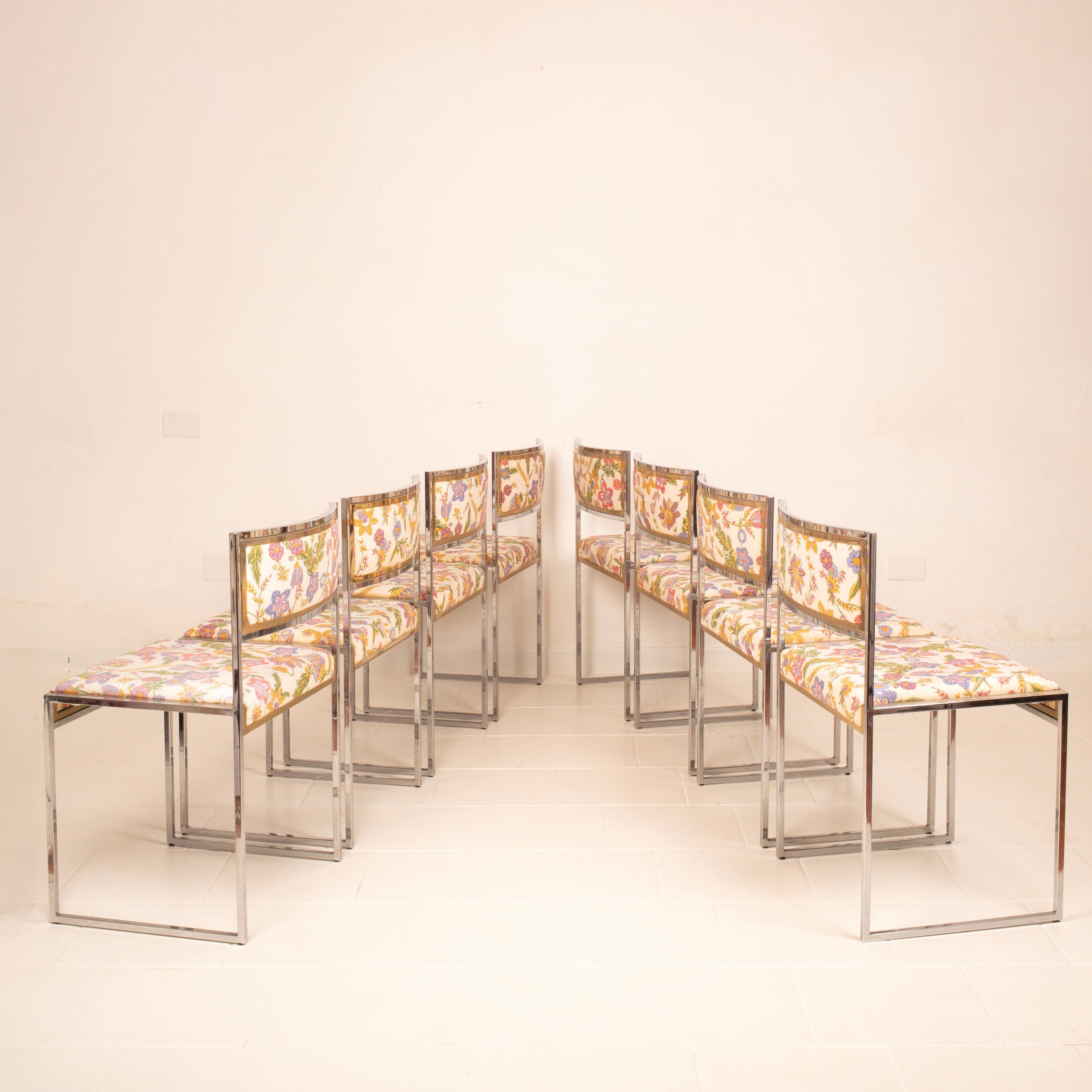 Set of 8 SQ-AL Dining Chairs by Willy Rizzo for Maison Willy Rizzo, 1970 For Sale 4