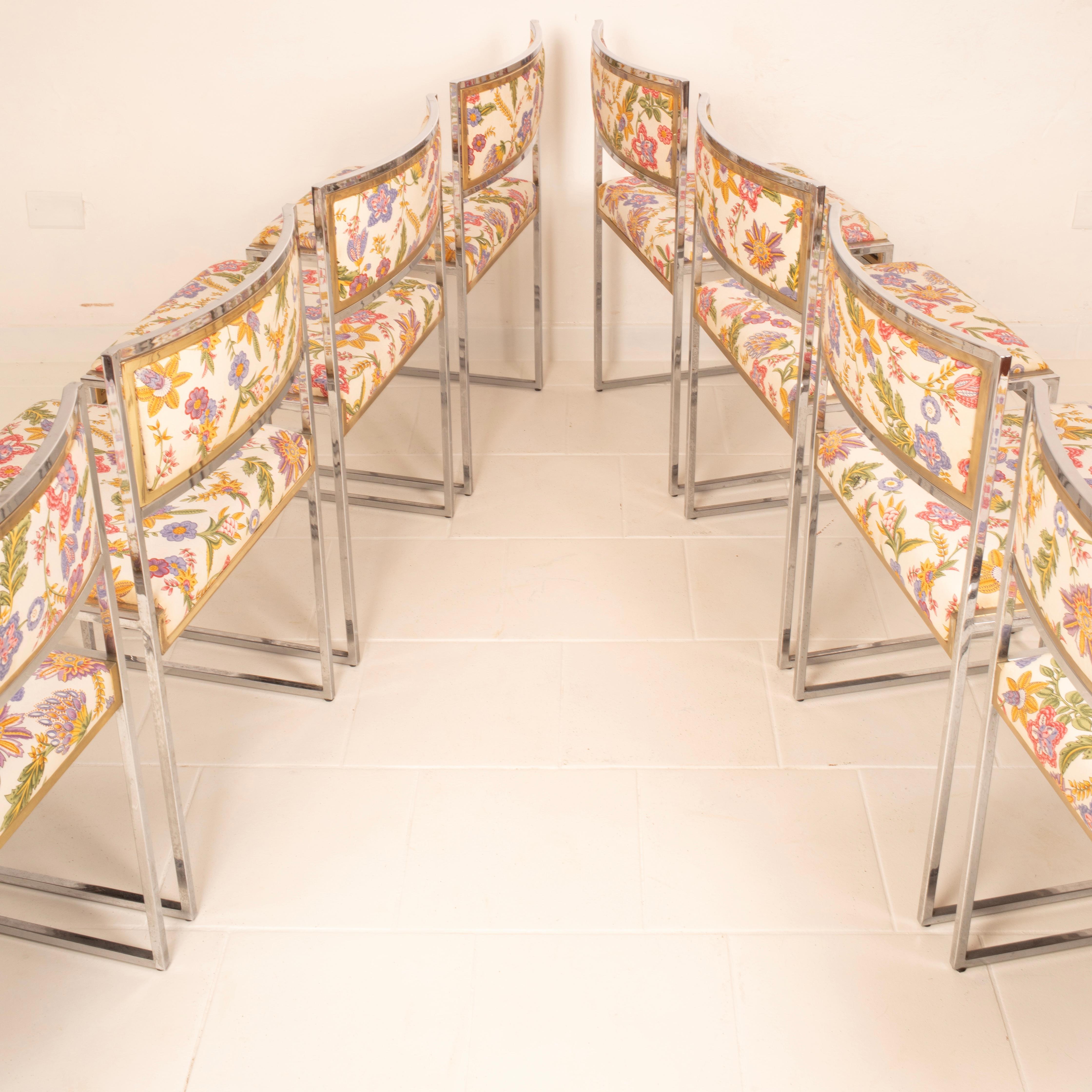 Set of 8 SQ-AL Dining Chairs by Willy Rizzo for Maison Willy Rizzo, 1970 For Sale 6