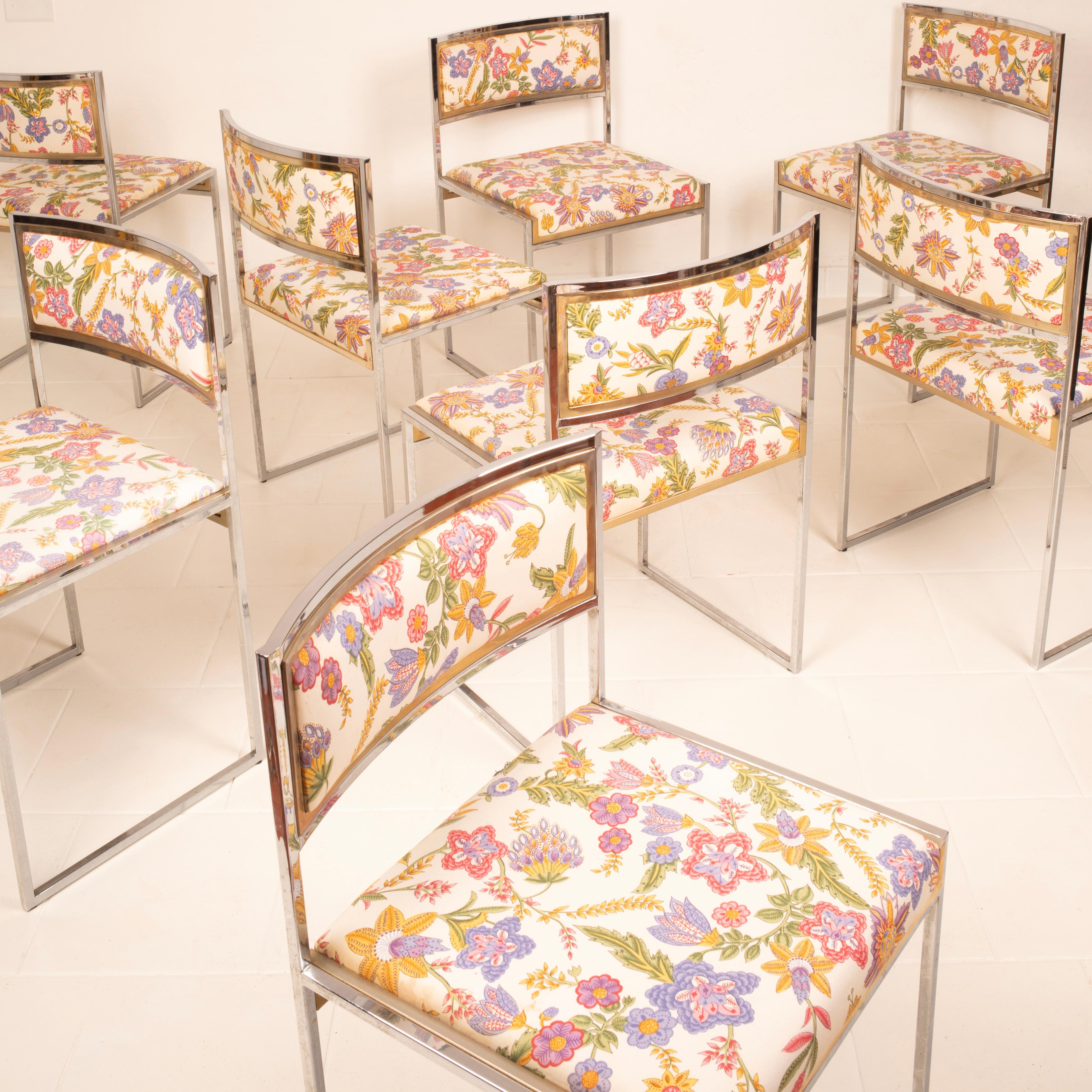 Set of 8 SQ-AL Dining Chairs by Willy Rizzo for Maison Willy Rizzo, 1970 For Sale 9