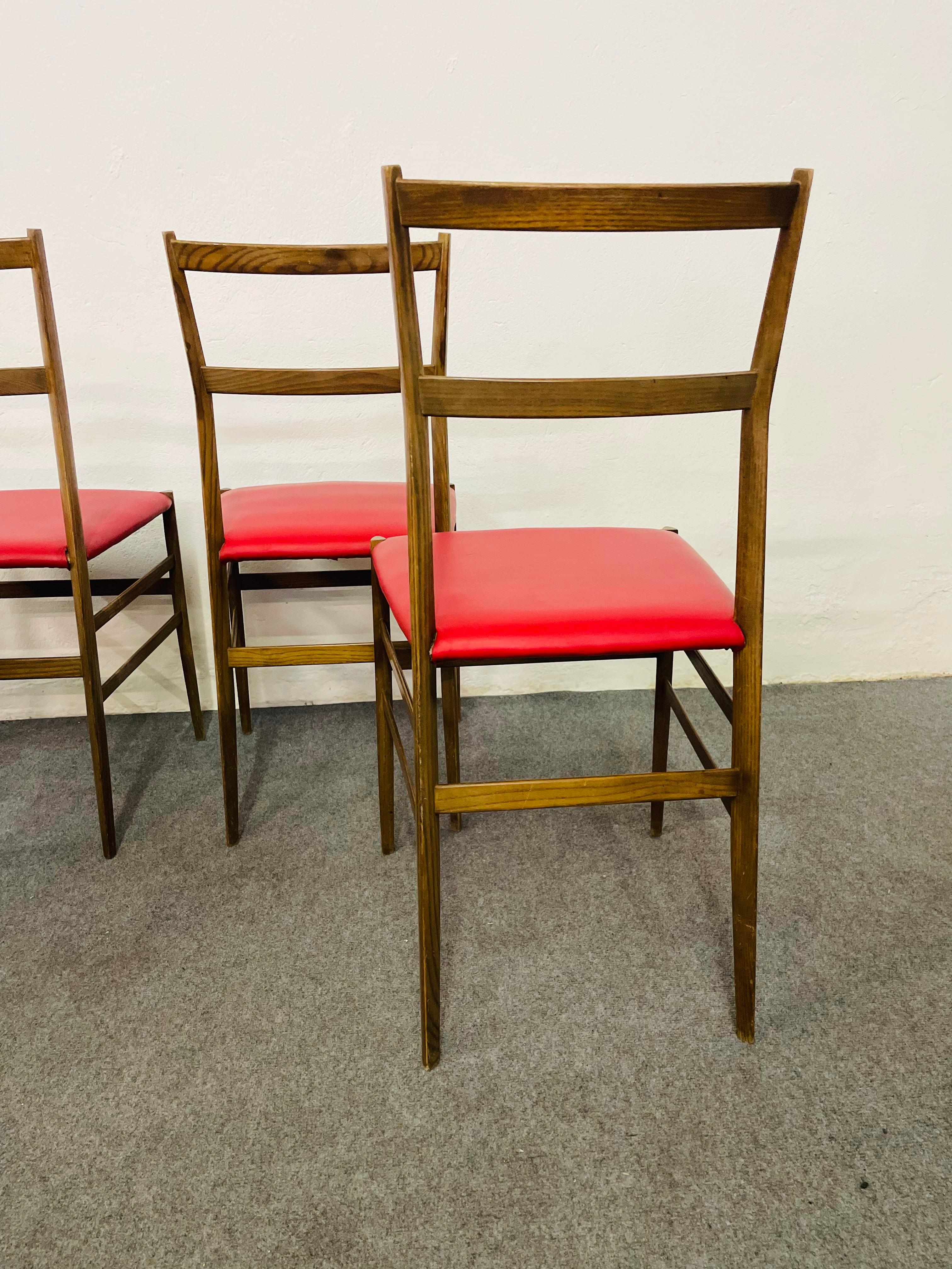 Superleggere-Stühle, von Gio Ponti für Cassina, 4 Exemplare (Leder) im Angebot