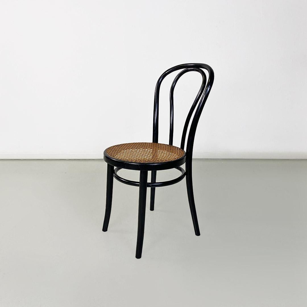 Mid-Century Modern Thonet No. 18 beech and Vienna straw chairs by Thonet for Herbatschek, 1960s For Sale