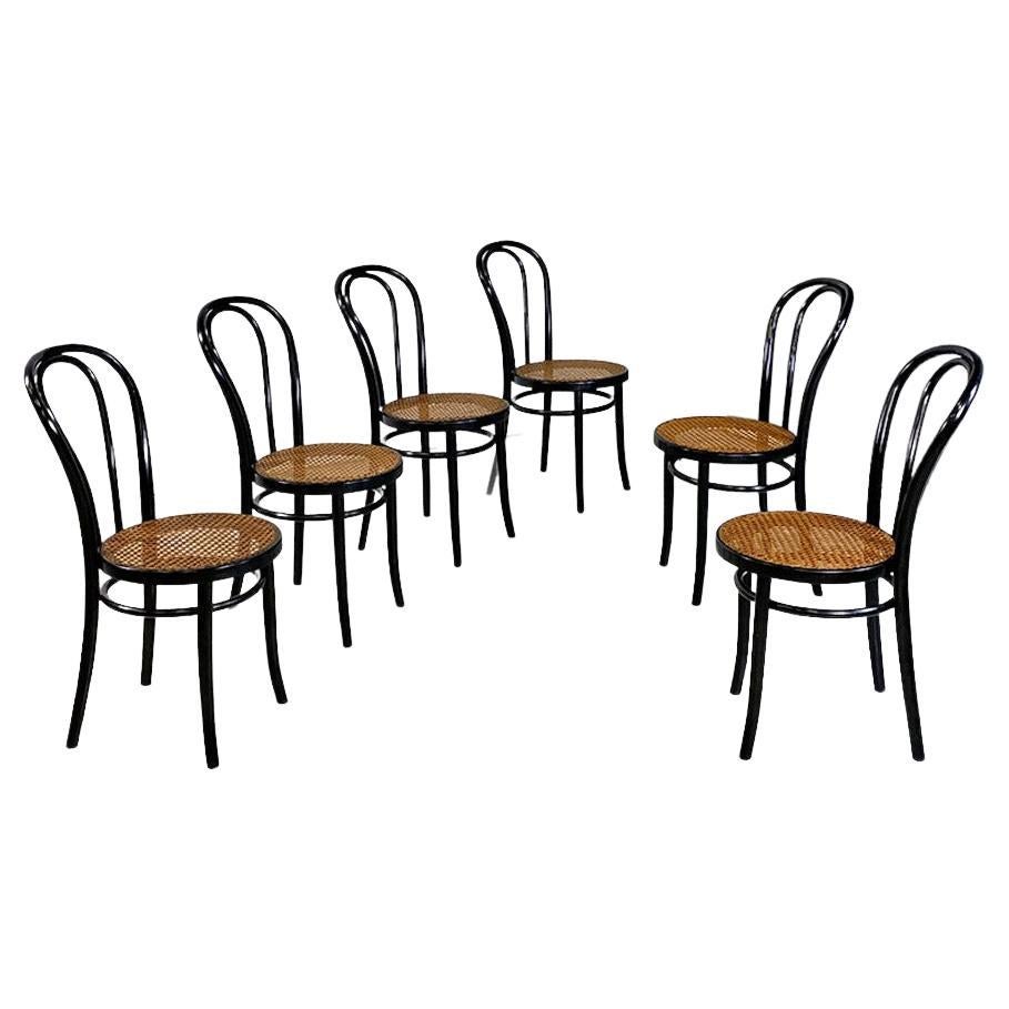 Thonet No. 18 beech and Vienna straw chairs by Thonet for Herbatschek, 1960s For Sale