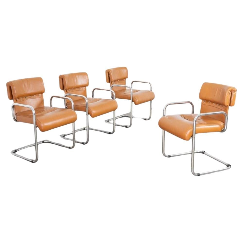 "Tucroma" leather chairs by "Guido Faleschini," 1970s, set of 4