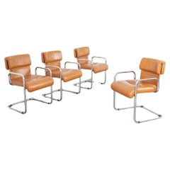 "Tucroma" leather chairs by "Guido Faleschini," 1970s, set of 4