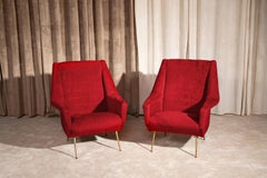 Vintage chairs with brass feet, Italy 1950s, set of 2