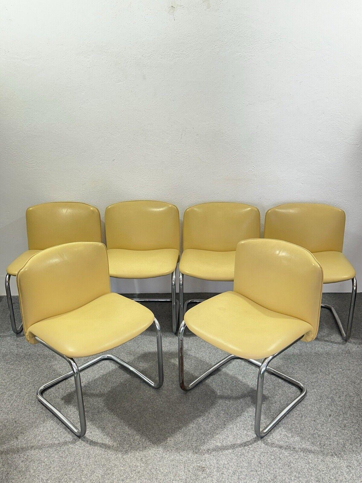 Italian Vintage Chairs in Chrome Plated Steel 1970s Set of 6 For Sale