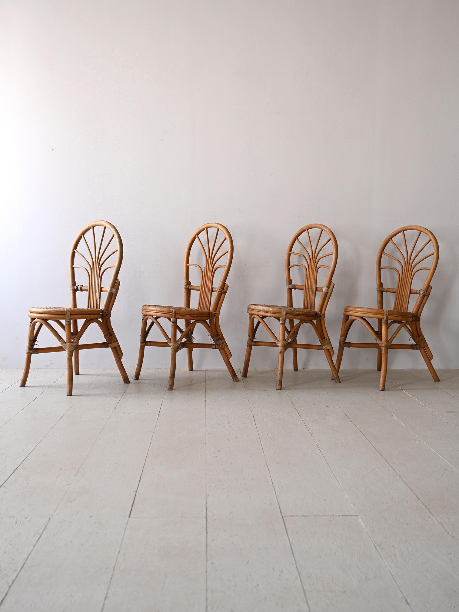 Scandinavian Modern Vintage bamboo chairs For Sale
