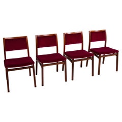 Vintage-Stühle aus Holz und Samt, Italien, 1960er Jahre, 4er-Set
