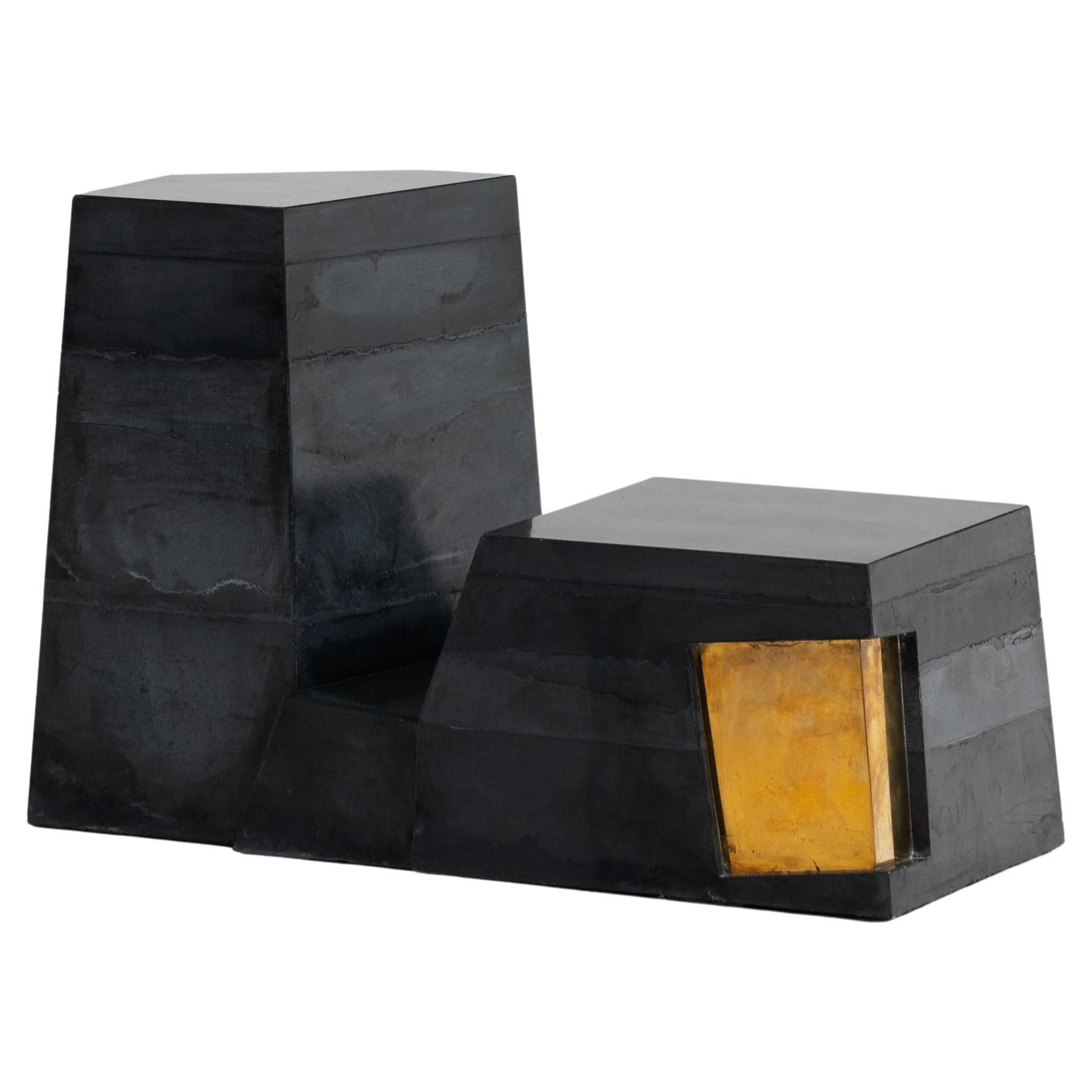 Sedimento 1.1 coffee table in painted concrete and brass by Duccio Maria Gambi