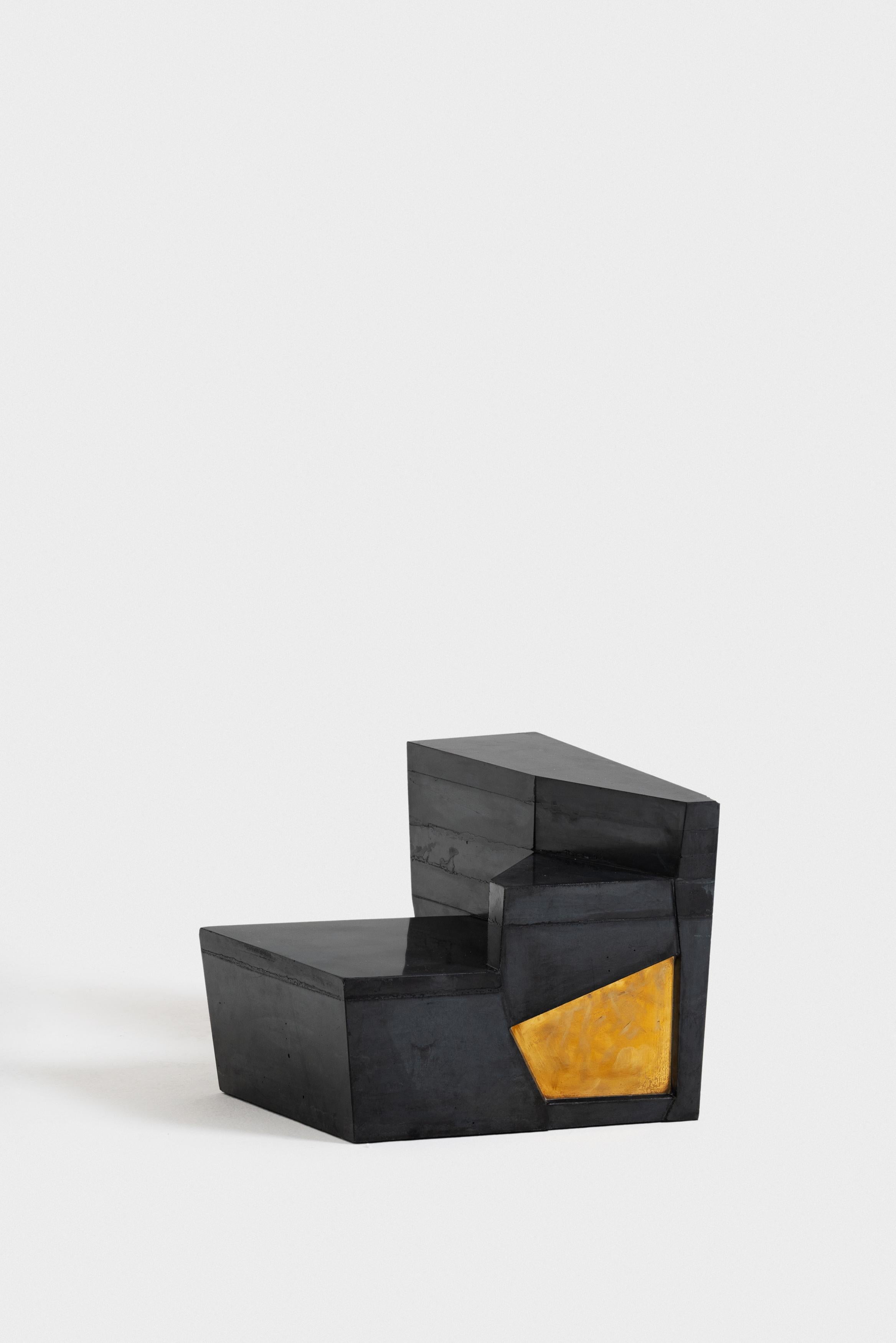 Painted Sedimento 1.2 coffee table in pigmented concrete and brass by Duccio Maria Gambi For Sale