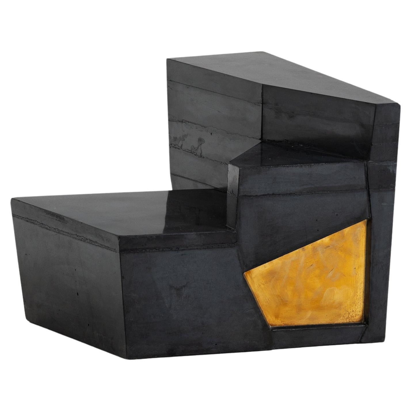 Sedimento 1.2 coffee table in pigmented concrete and brass by Duccio Maria Gambi For Sale