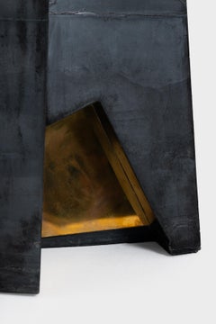 Sedimento 1.3 side table in pigmented concrete and brass by Duccio Maria Gambi