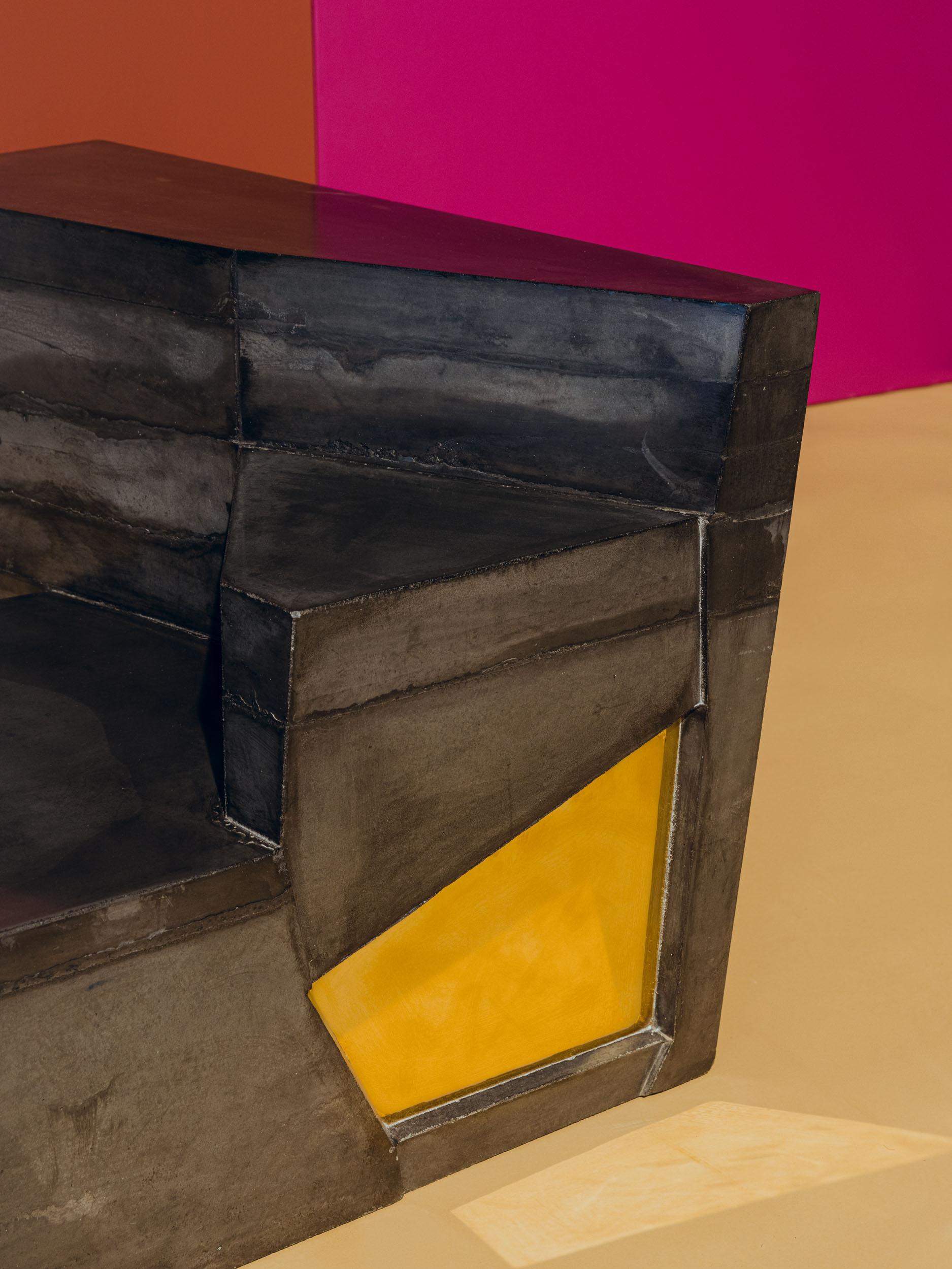 Brass-Concrete Sedimento Coffee Table by Duccio Maria Gambi for Delvis Unlimited For Sale 4