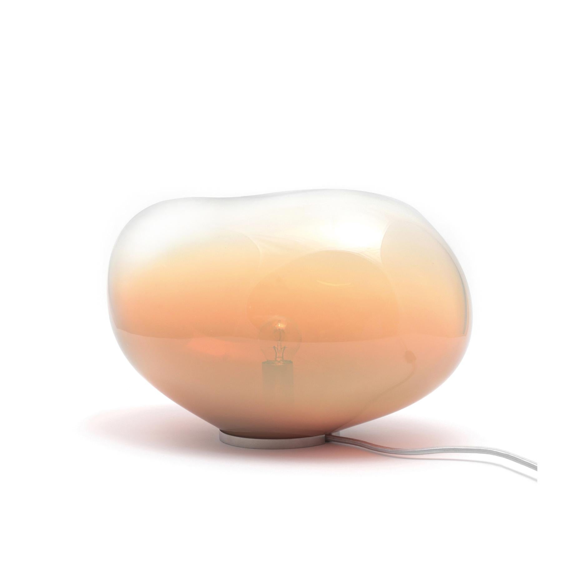Sedna Amber Iridescent M Table Lamp by ELOA
No UL listed 
Material: Glass, Steel, Silver, LED Bulb.
Dimensions: D 25 x W 38 x H 28 cm.
Also available in different colours and dimensions.

All our lamps can be wired according to each country. If sold