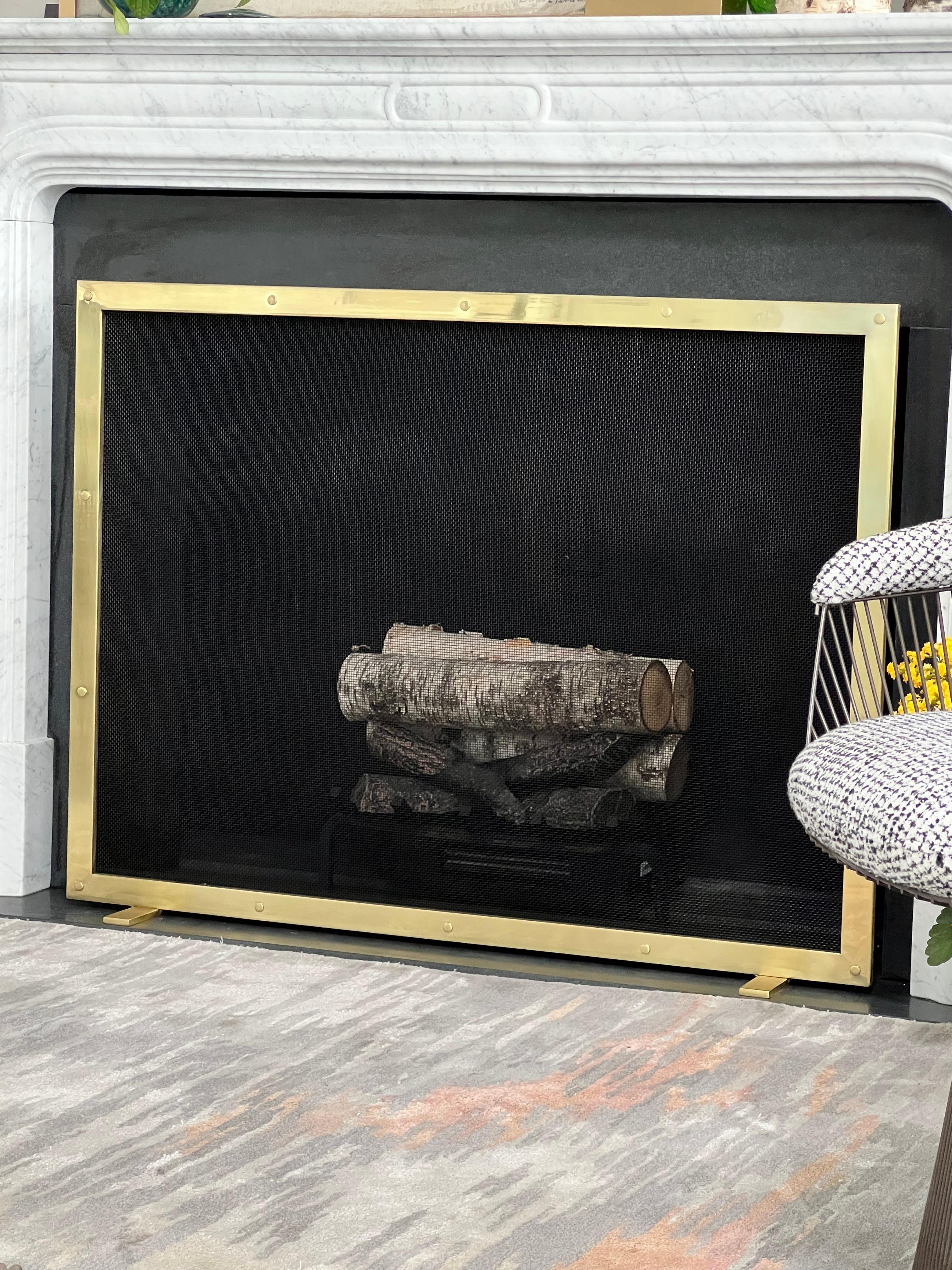 Contemporary Sedona Brass Fireplace Screen For Sale