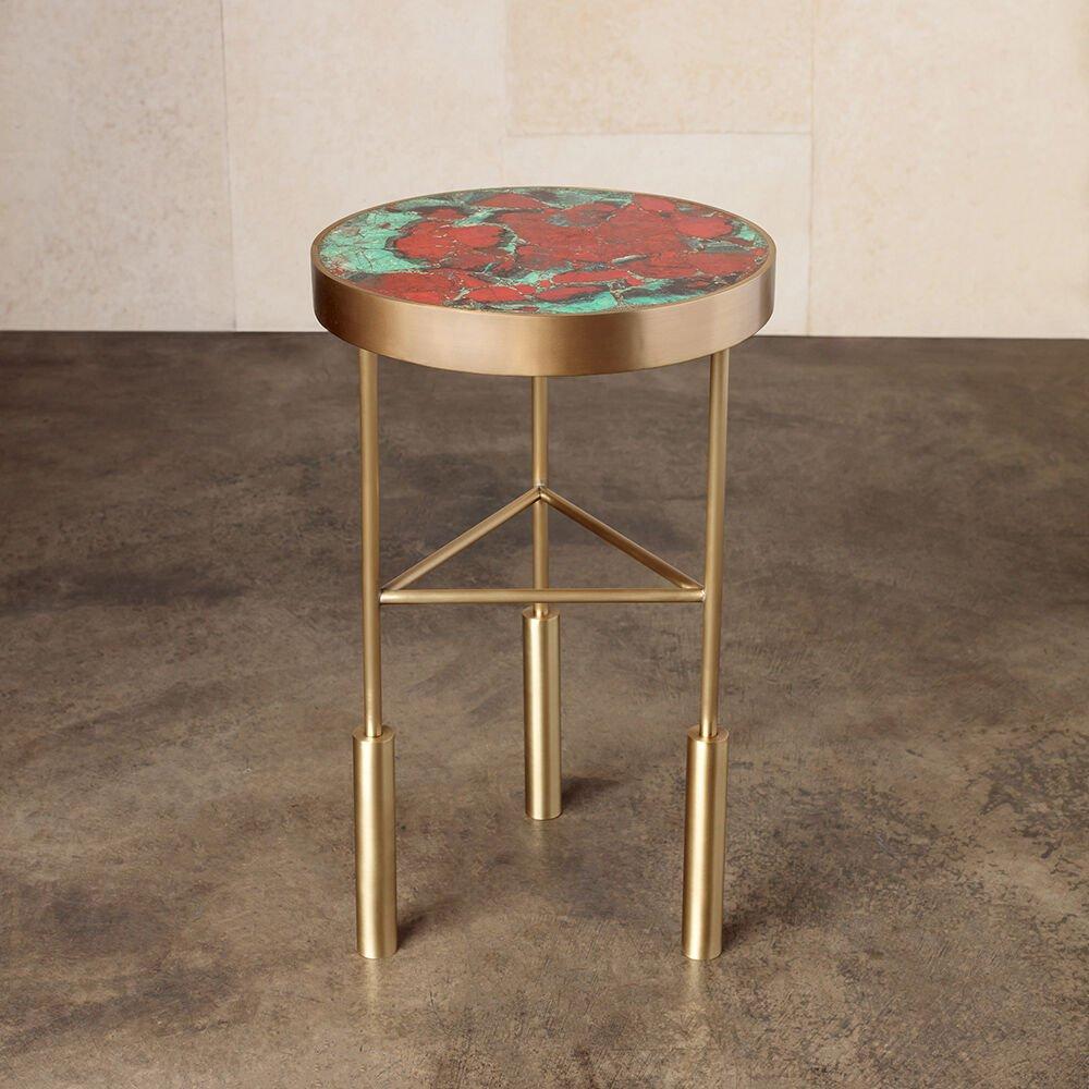 Kelly Wearstler Sedona Side Table with Turquoise Inlaid Top For Sale 4