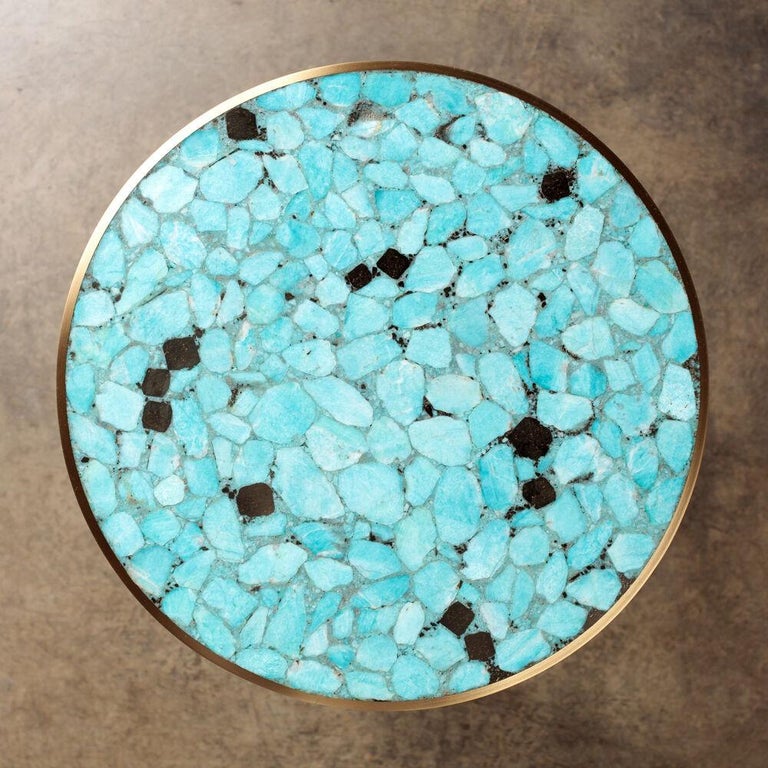 Contemporary Kelly Wearstler Sedona Side Table with Turquoise Inlaid Top For Sale