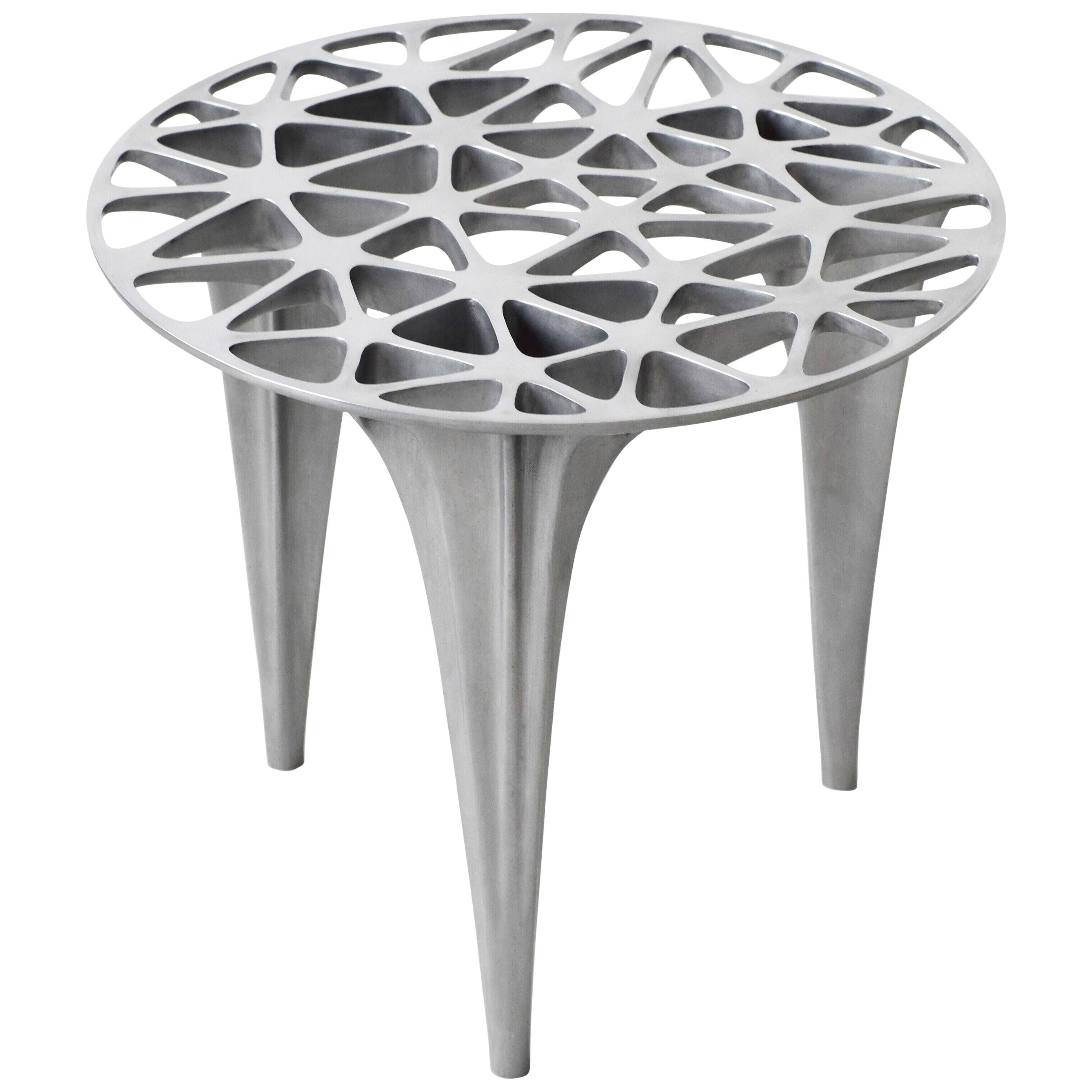 Sedona Small Side Table or Side Stool Polished or Brushed Stainless Steel For Sale