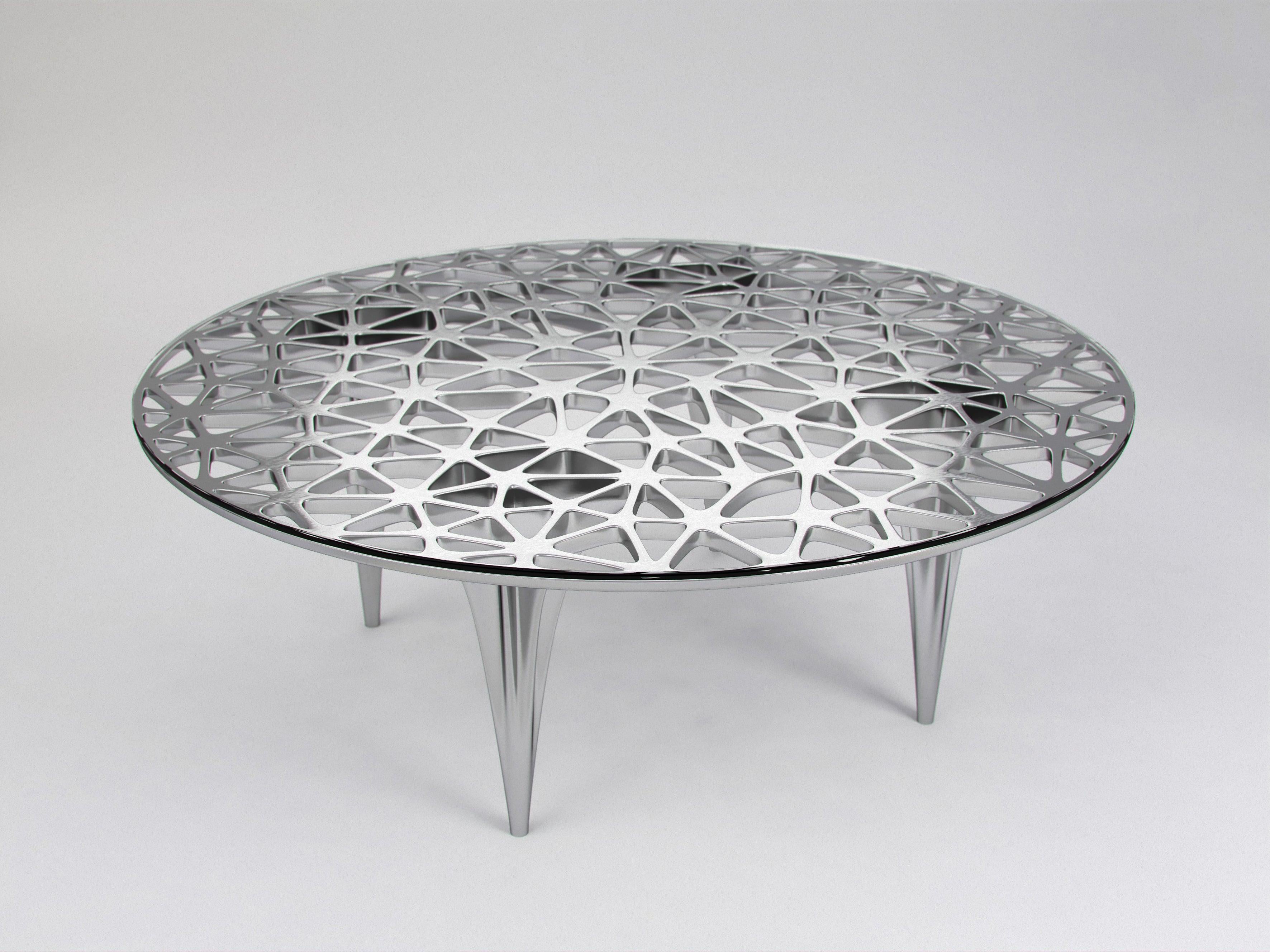 American Sedona Stainless Steel Round Coffee Table by Janne Kyttanen For Sale
