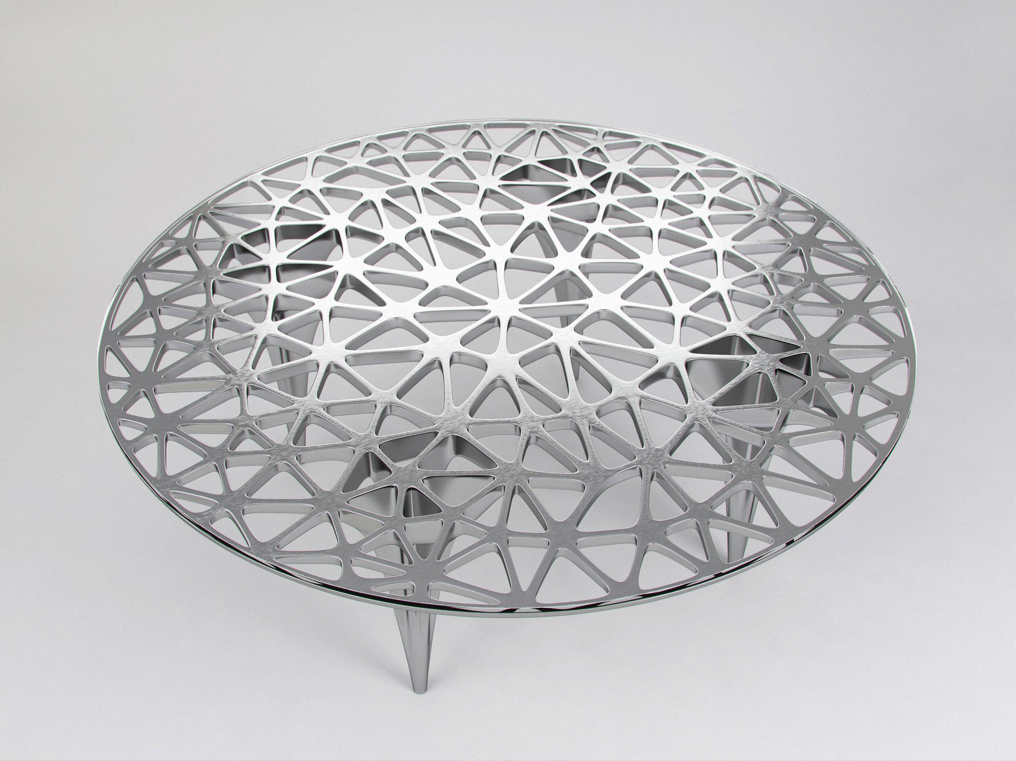 Sedona Stainless Steel Round Coffee Table by Janne Kyttanen In New Condition For Sale In Beverly Hills, CA