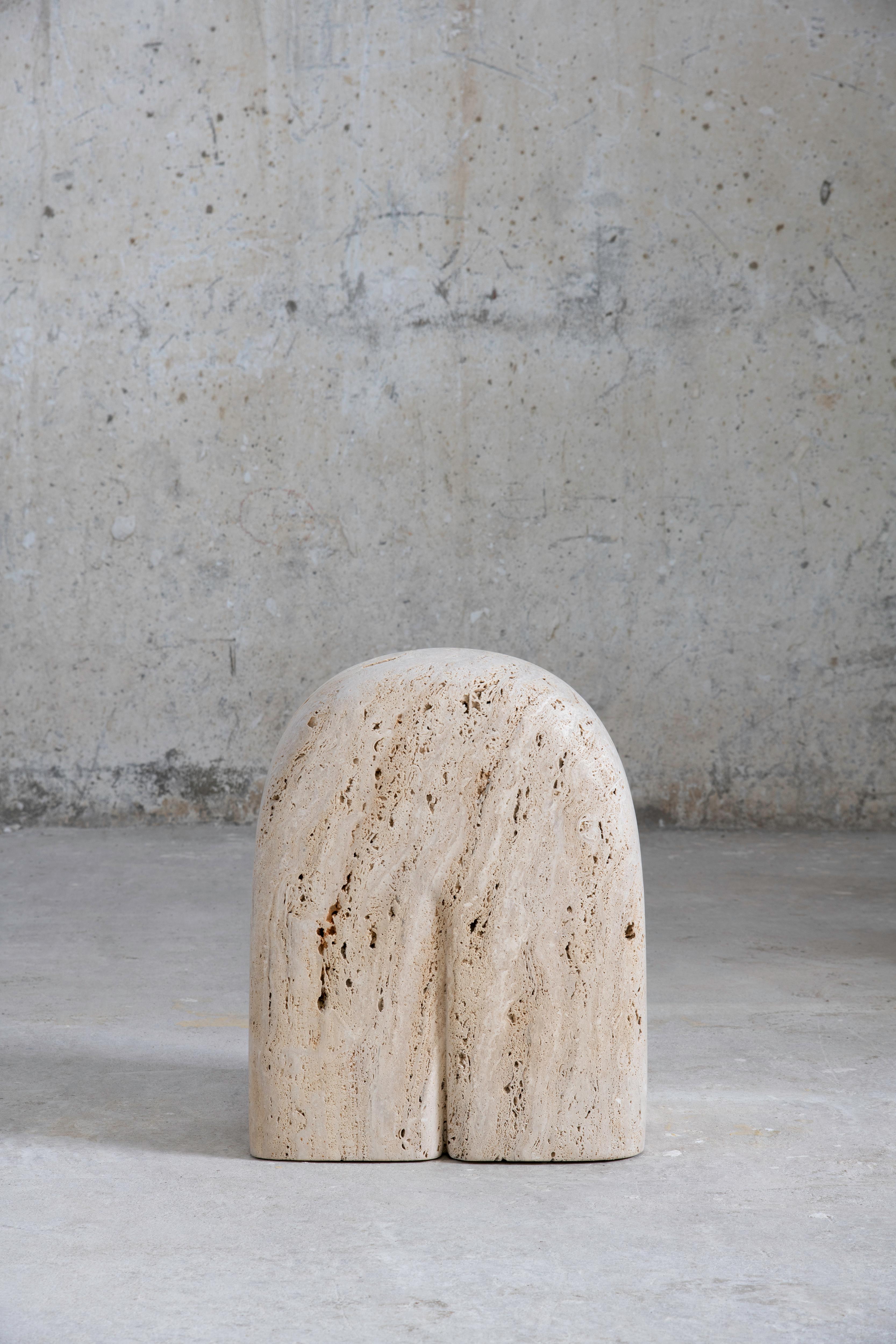 Seduction, f, 2018
Italian travertine. Edition of 5.
Dimensions: 17.5 x 12.5 x 11.5 inches; 44.5 x 32 x 29.5 cm.

Najla El Zein was born in Beirut in 1983, and graduated from École Camondo, Paris, France with a BA in Product Design and an MA in