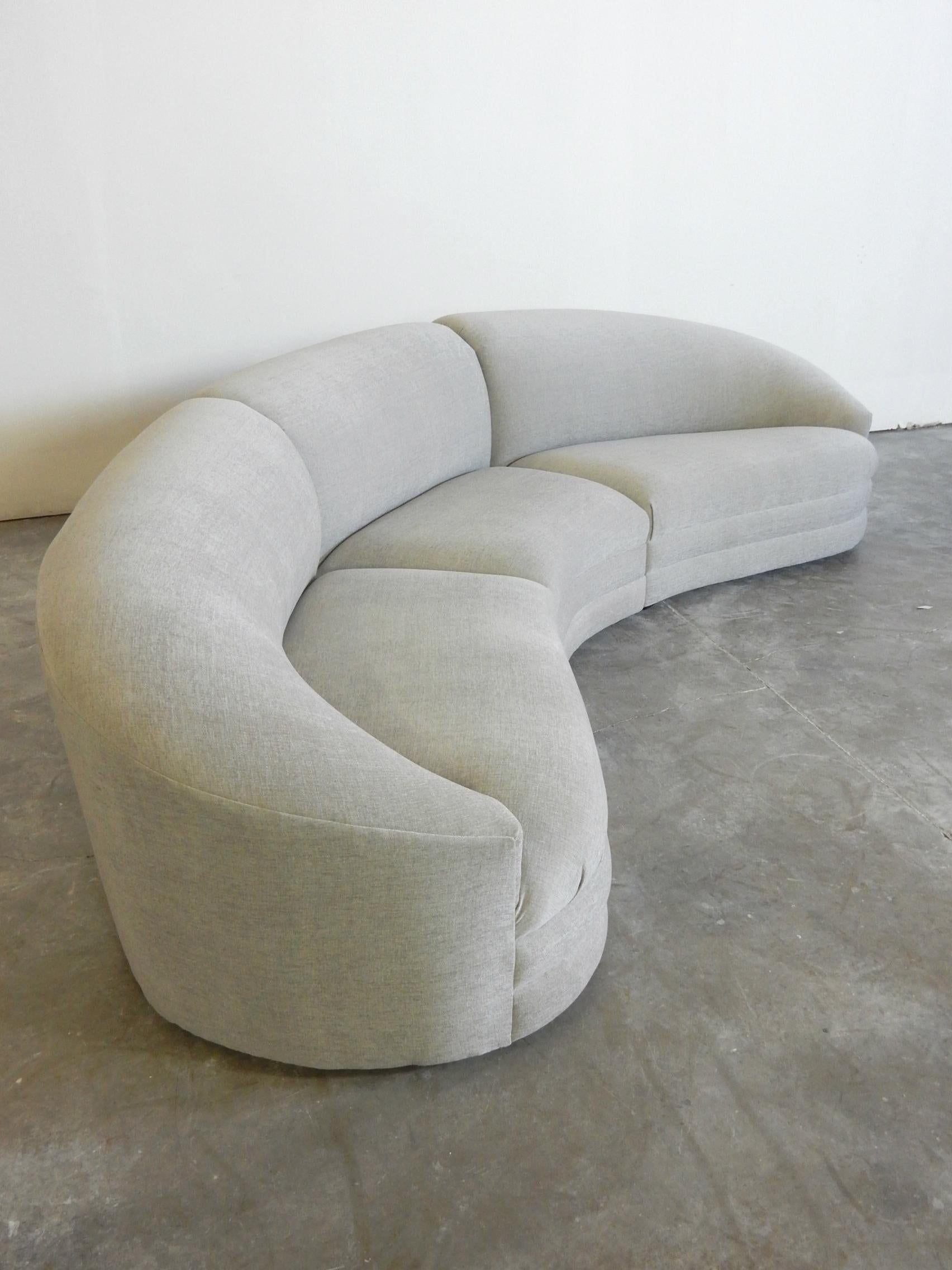 Late 20th Century Seductive Grey Sectional Sofa, circa 1980s