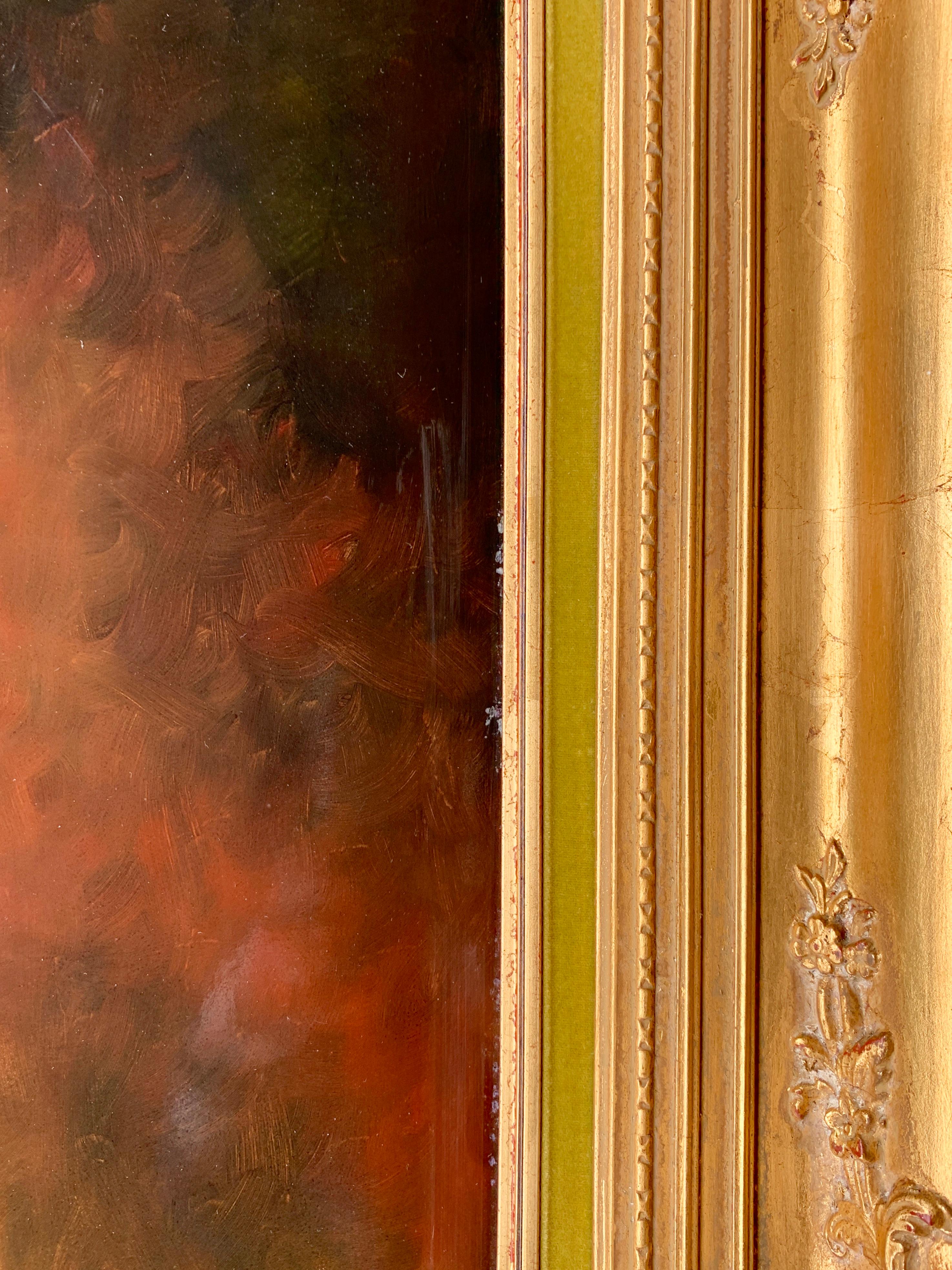 Baroque Seductive Original Larry “Vincent” Garrison Painting “Woman in Peach Peignoir”