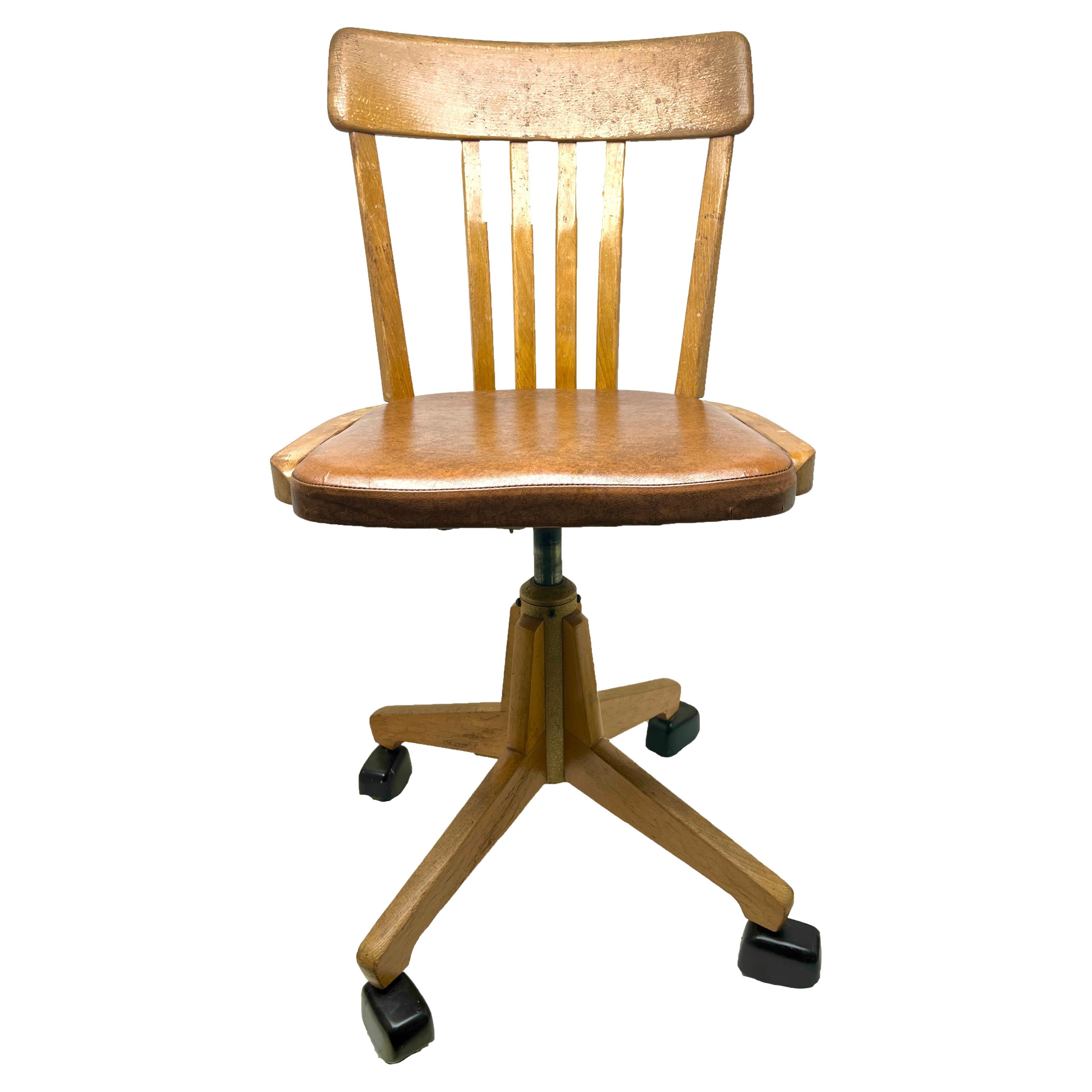Sedus Wooden Beech Swivel Chair Height Adjustable Mid-Century Modern For Sale
