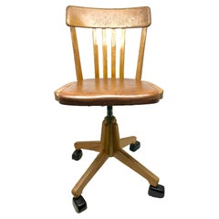 Sedus Wooden Beech Swivel Chair Height Adjustable Mid-Century Modern