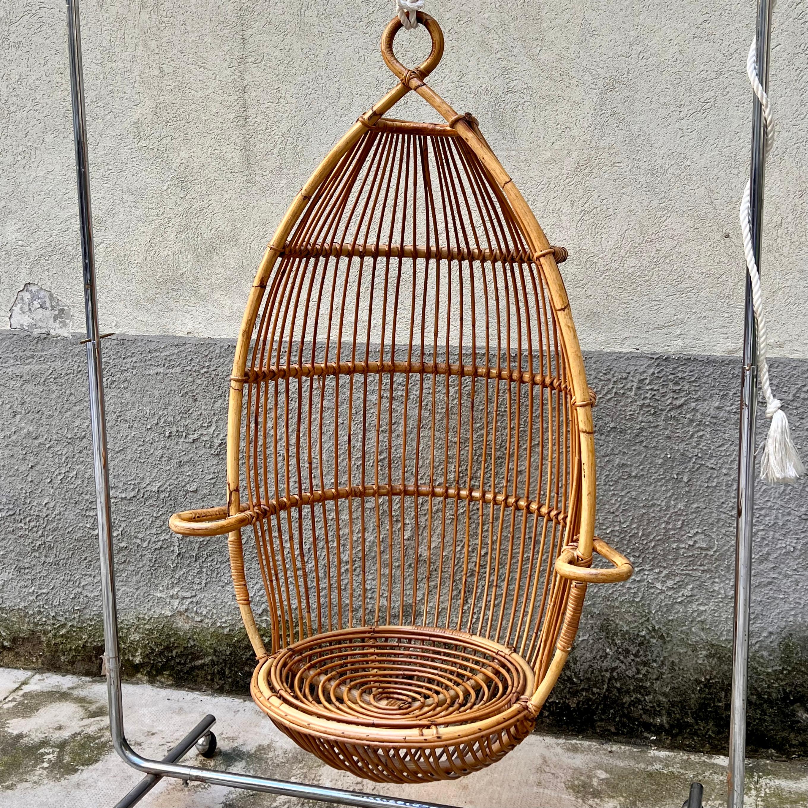 Italian Bamboo Suspended Chair  from Outside - Castano Brothers - Italy - 1950s