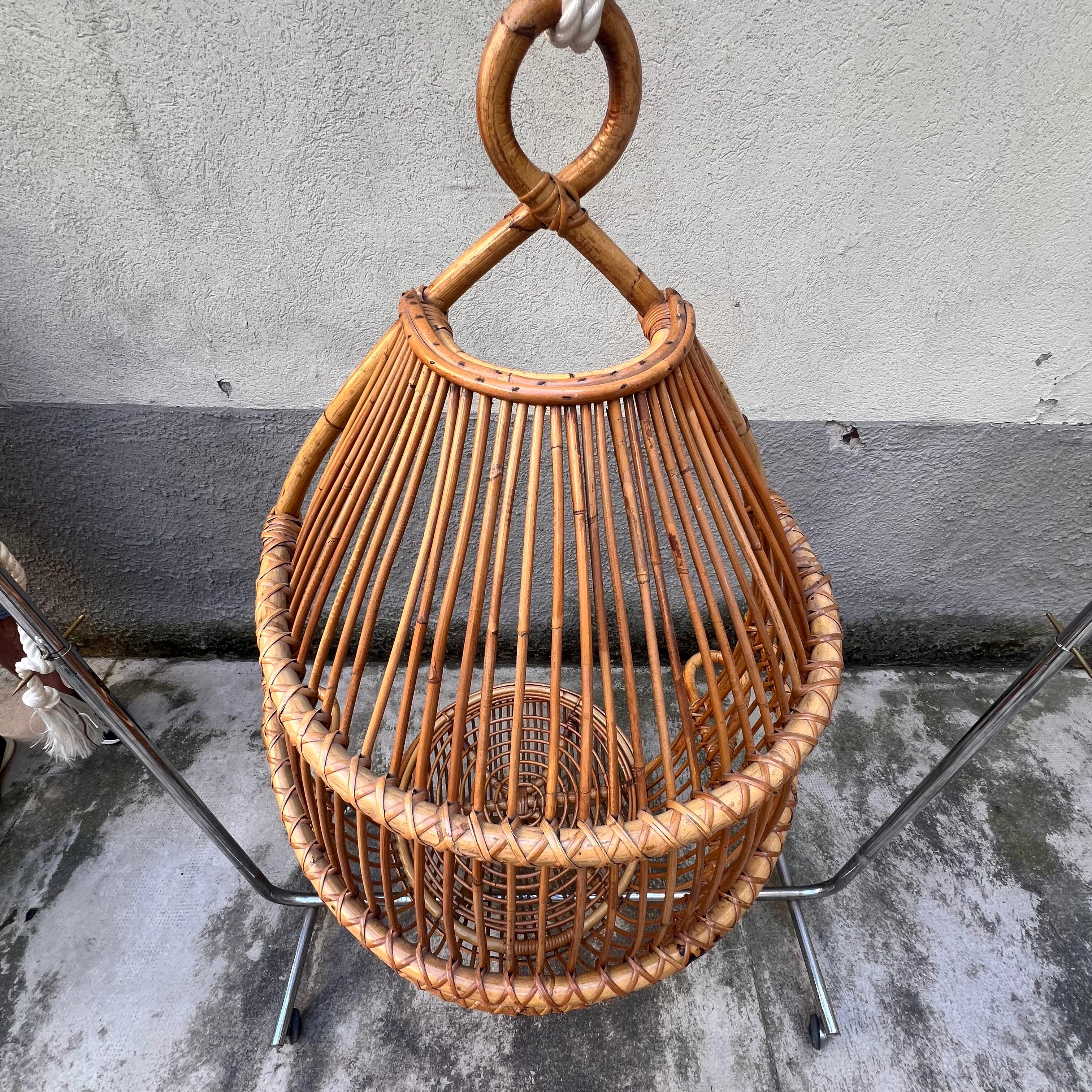 20th Century Bamboo Suspended Chair  from Outside - Castano Brothers - Italy - 1950s