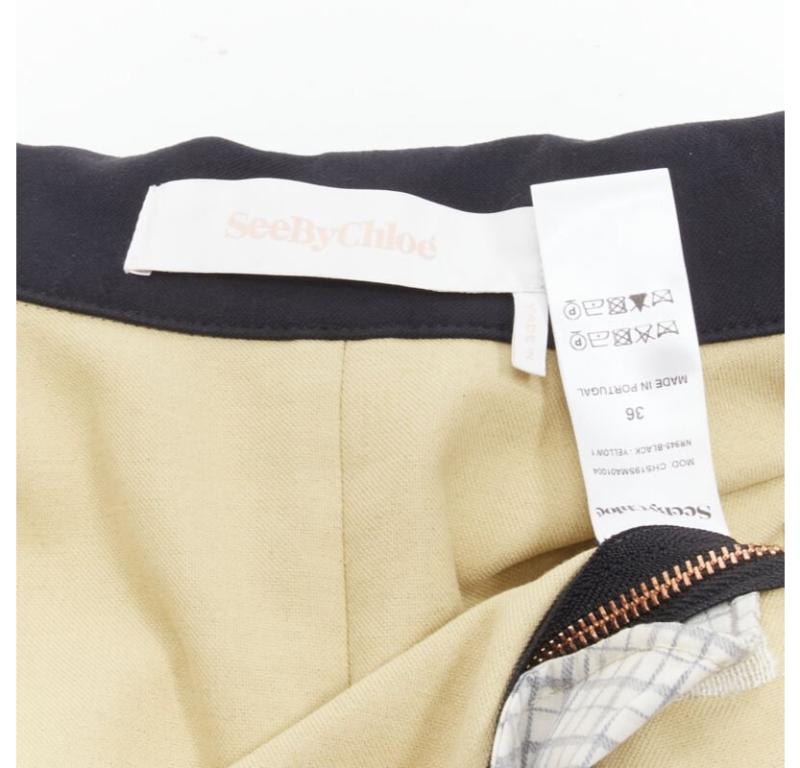 SEE BY CHLOE 2019 black check trim side zip belted car coat FR36 S For Sale 5