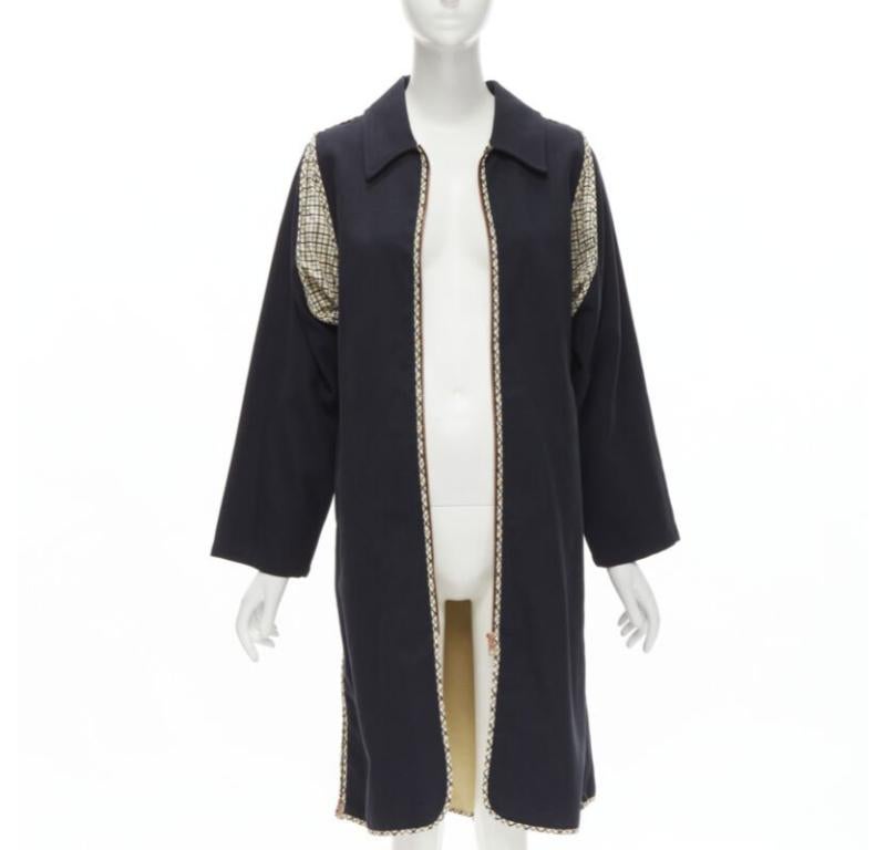 Black SEE BY CHLOE 2019 black check trim side zip belted car coat FR36 S For Sale