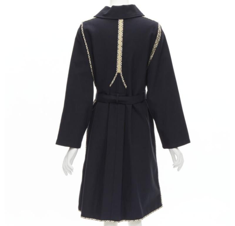 SEE BY CHLOE 2019 black check trim side zip belted car coat FR36 S For Sale 1
