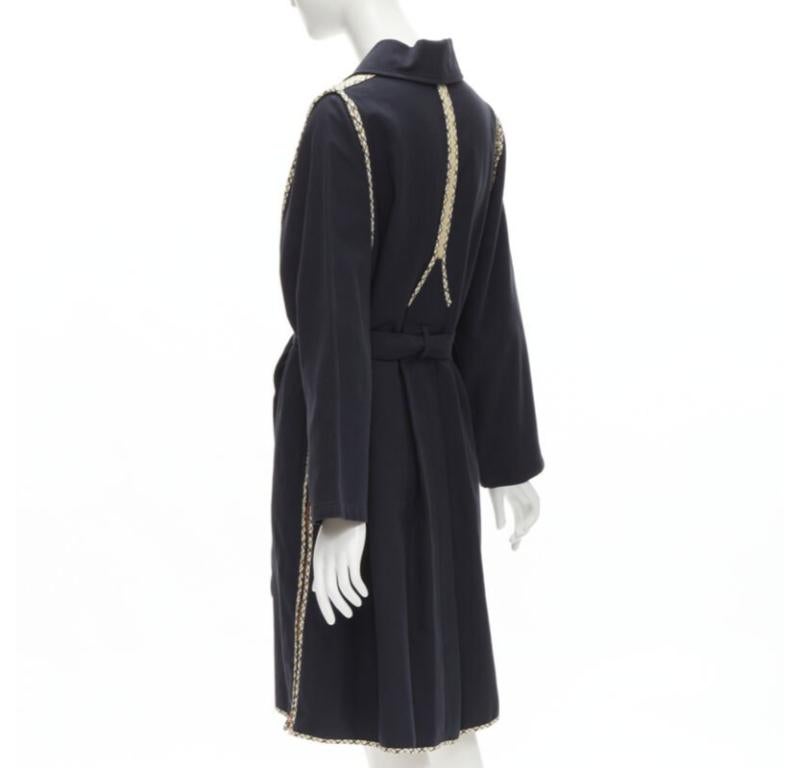 SEE BY CHLOE 2019 black check trim side zip belted car coat FR36 S For Sale 2