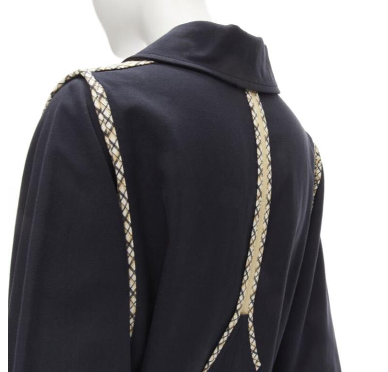 SEE BY CHLOE 2019 black check trim side zip belted car coat FR36 S For Sale 4