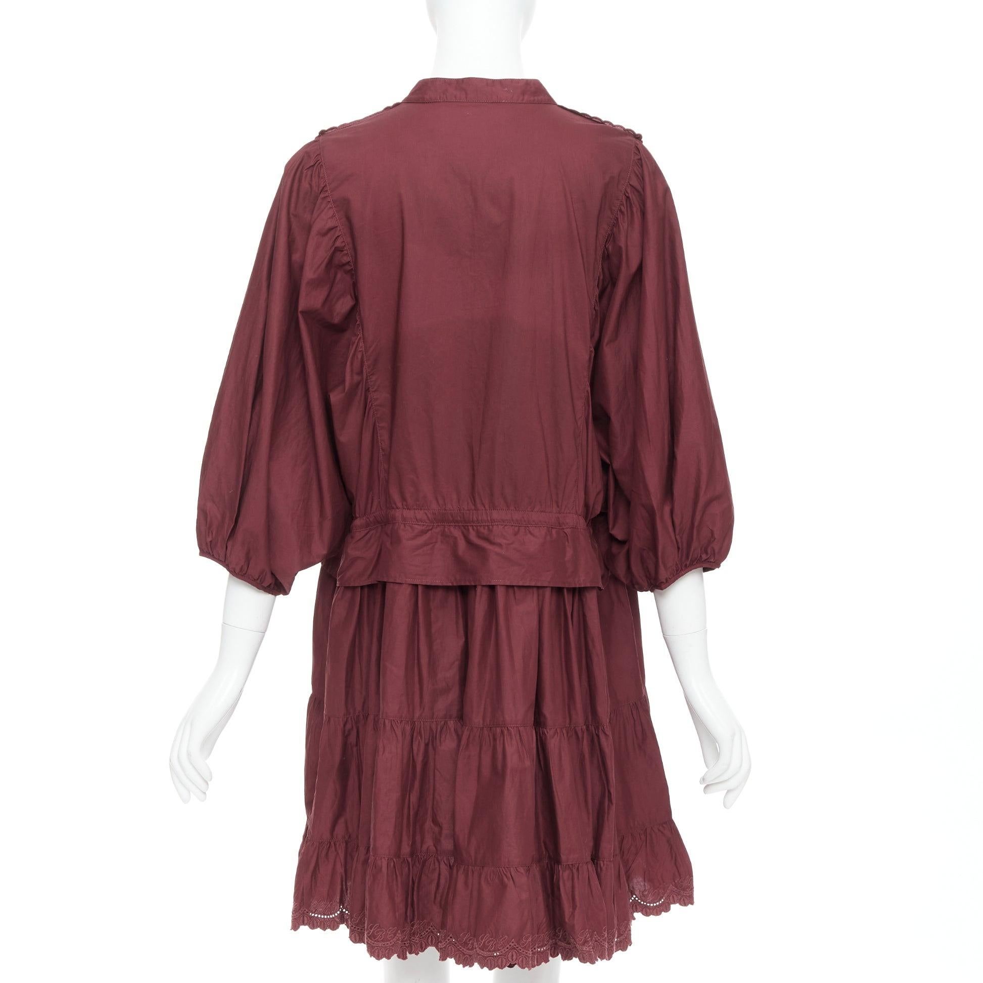 De las mujeres SEE BY CHLOE 616 Vestido camisero con ribete festoneado de algodón rojo ahumado SBC FR40 L en venta