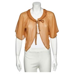 See By Chloe Cache-Coeur croisé en mousseline de soie beige avec détail de cravate M