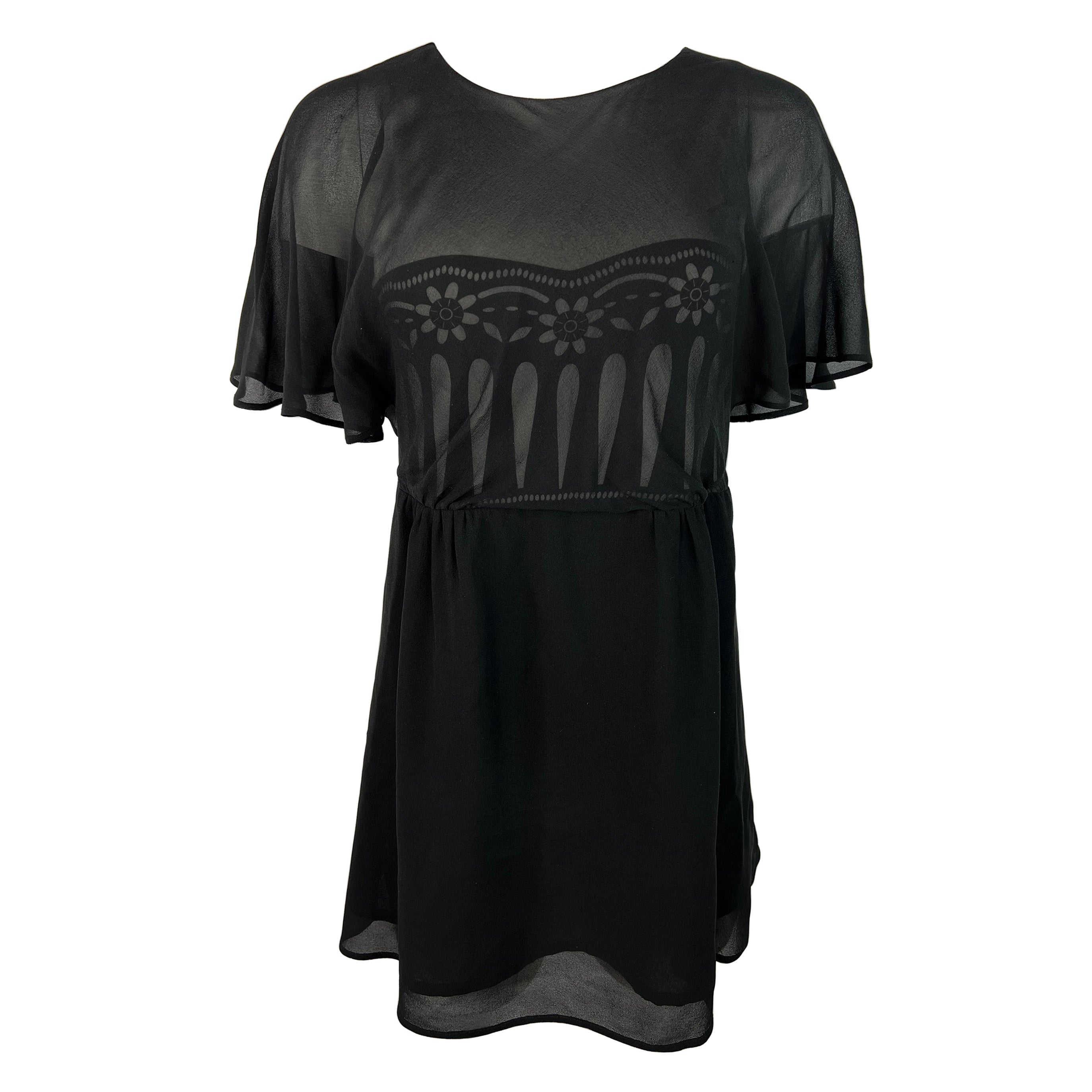 See by Chloe Schwarze und weiße Seiden-Tunika Dres, Größe 2