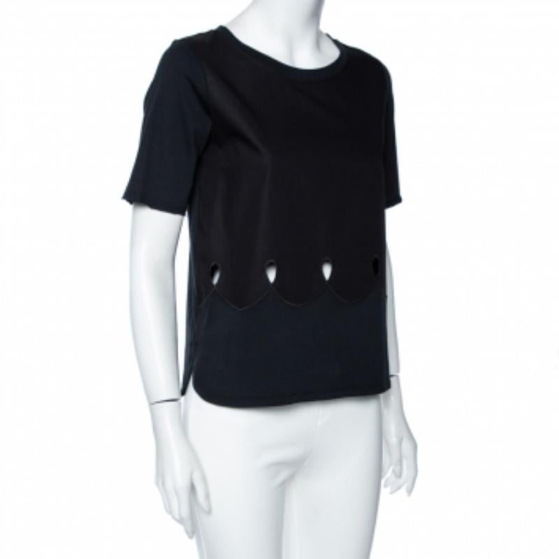 See By Chloe Camiseta de punto de algodón negra con detalle recortado M Negro en venta