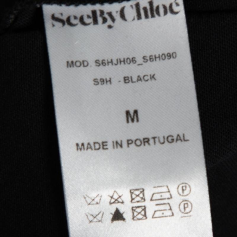 De las mujeres See By Chloe Camiseta de punto de algodón negra con detalle recortado M en venta