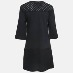 See by Chloe Black Lace and Cotton Long Sleeve Short Dress S