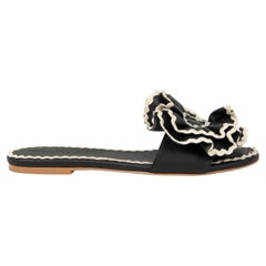 SEE by CHLOE schwarzes Leder 2019 MOLLY RICRAC SLIDE Sandalen Schuhe 40