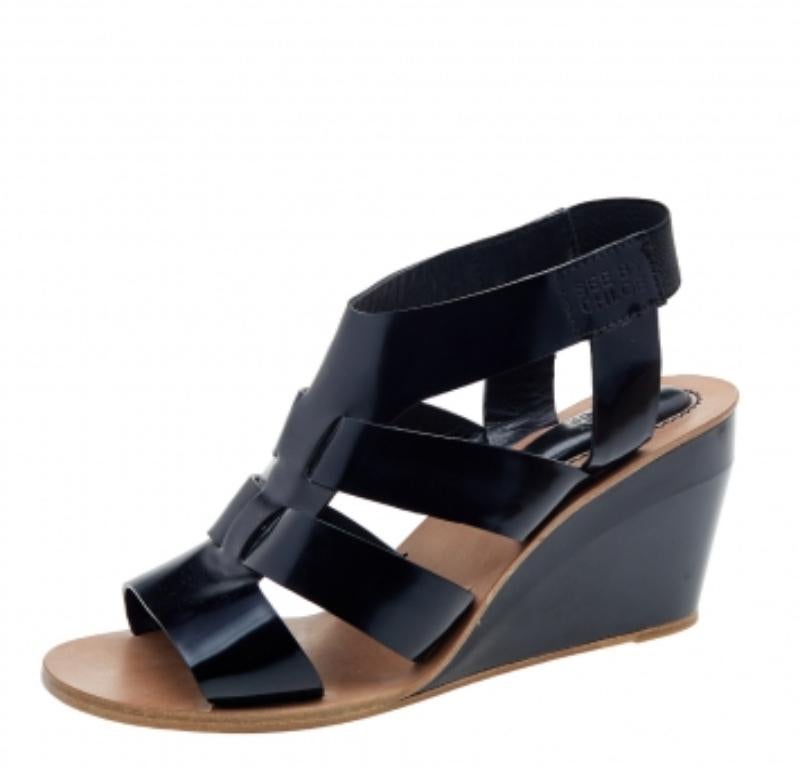 Donna See By Chloe Sandali con zeppa in pelle nera misura 40 in vendita