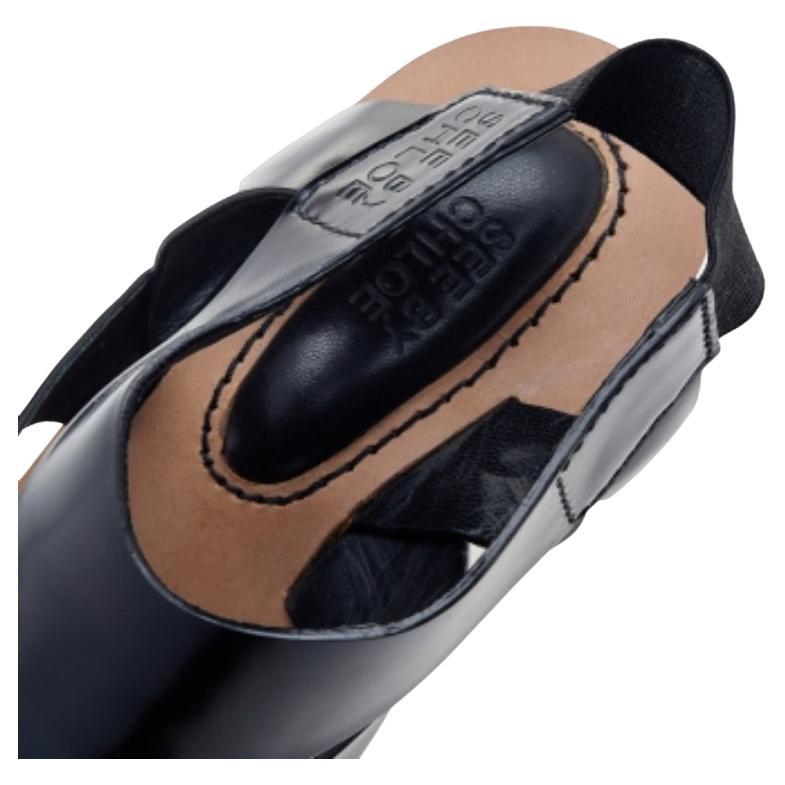 See By Chloe Sandali con zeppa in pelle nera misura 40 in vendita 1