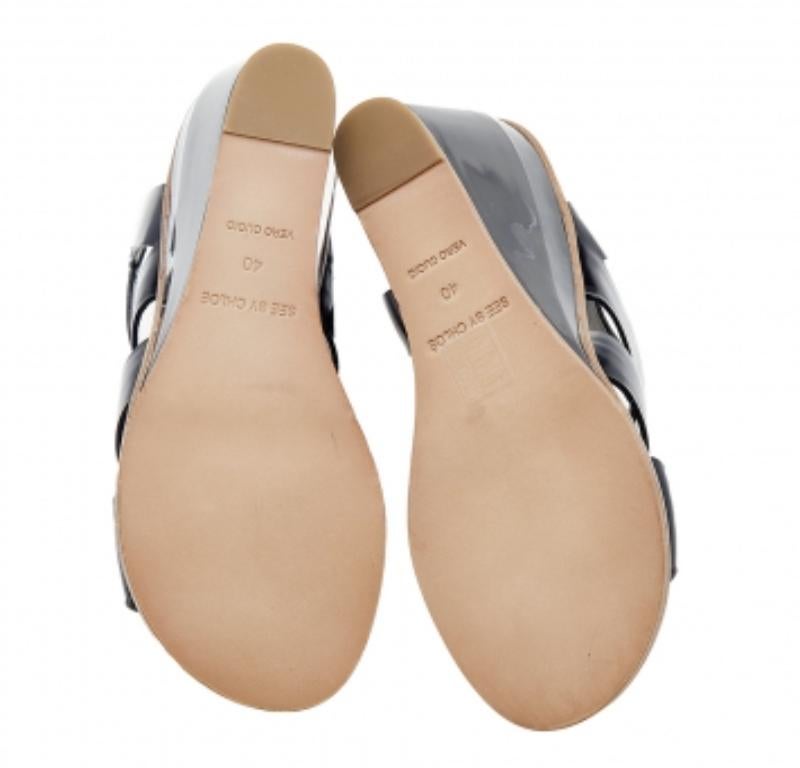 See By Chloe Sandali con zeppa in pelle nera misura 40 in vendita 3