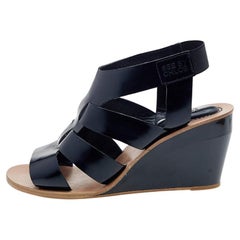 See by Chloe Black Leather Slingback Wedge Sandals Size 40