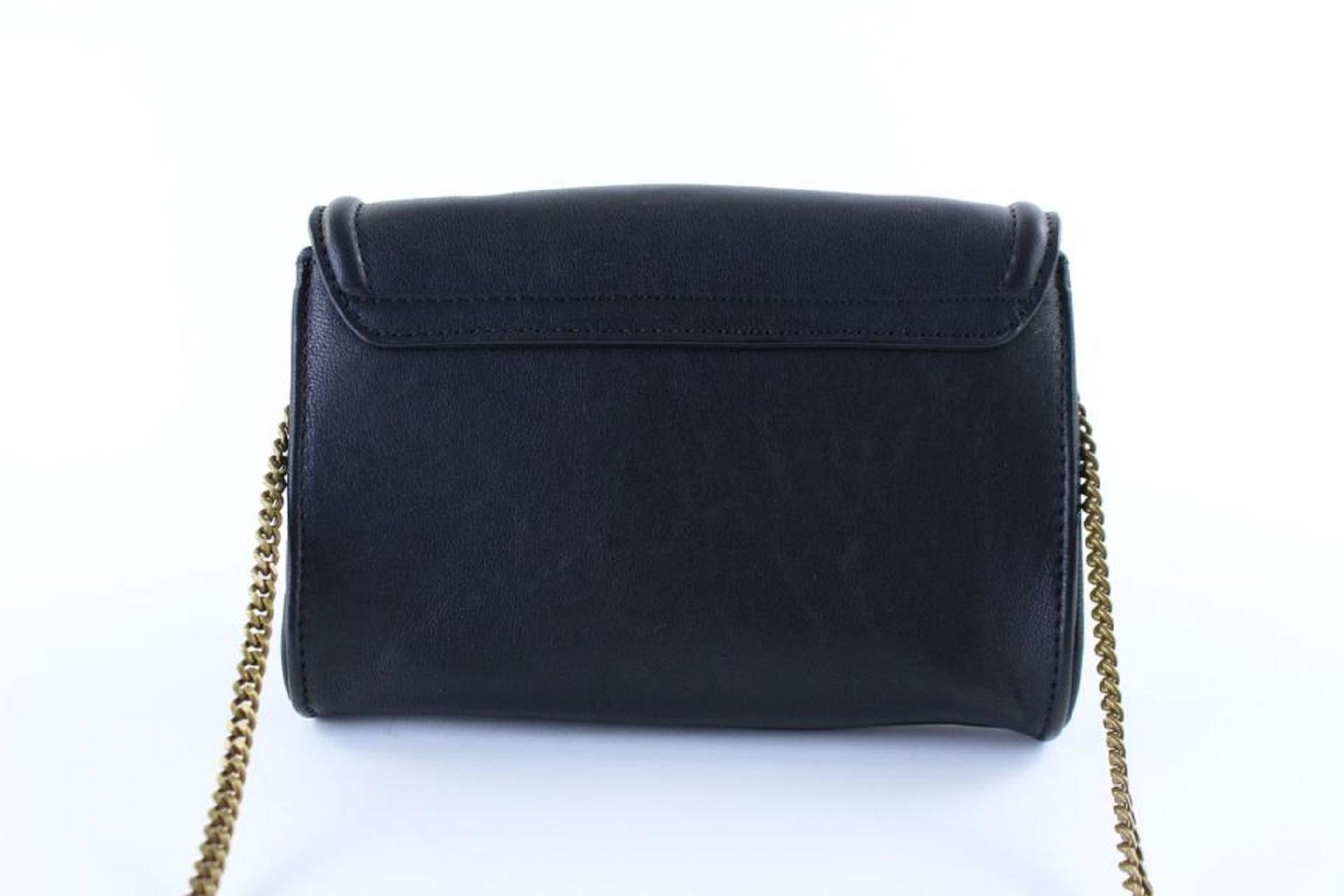 See by Chloé Black Leather Turnlock Gold Chain Crossbody Bag 244ch56  In Good Condition In Dix hills, NY