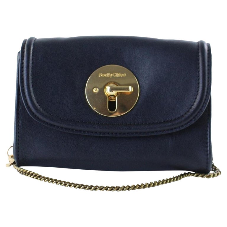 See by Chloé Black Leather Turnlock Gold Chain Crossbody Bag 244ch56 For  Sale at 1stDibs