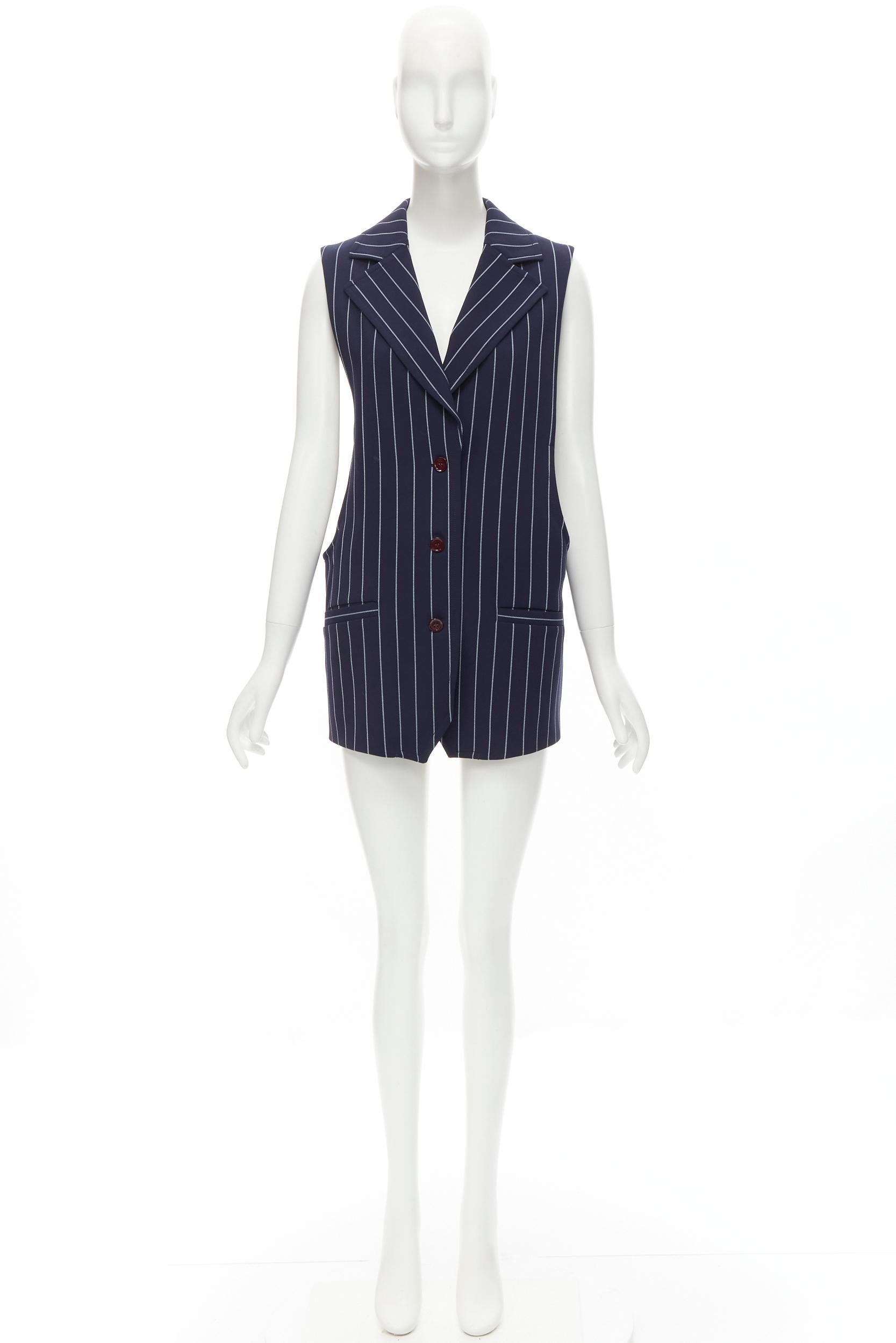 SEE. BY CHLOE blue white striped dropped armhole boxy vest FR36 S For Sale 2